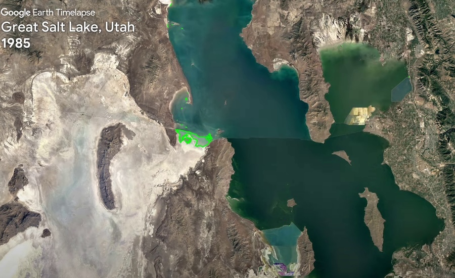 Applying exposed land boundaries to the images